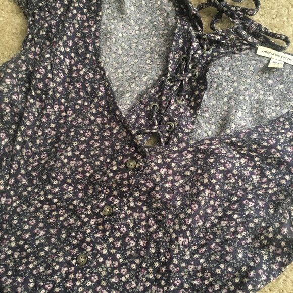 AE Floral Button Front Shirtdress - Picture 2 of 8